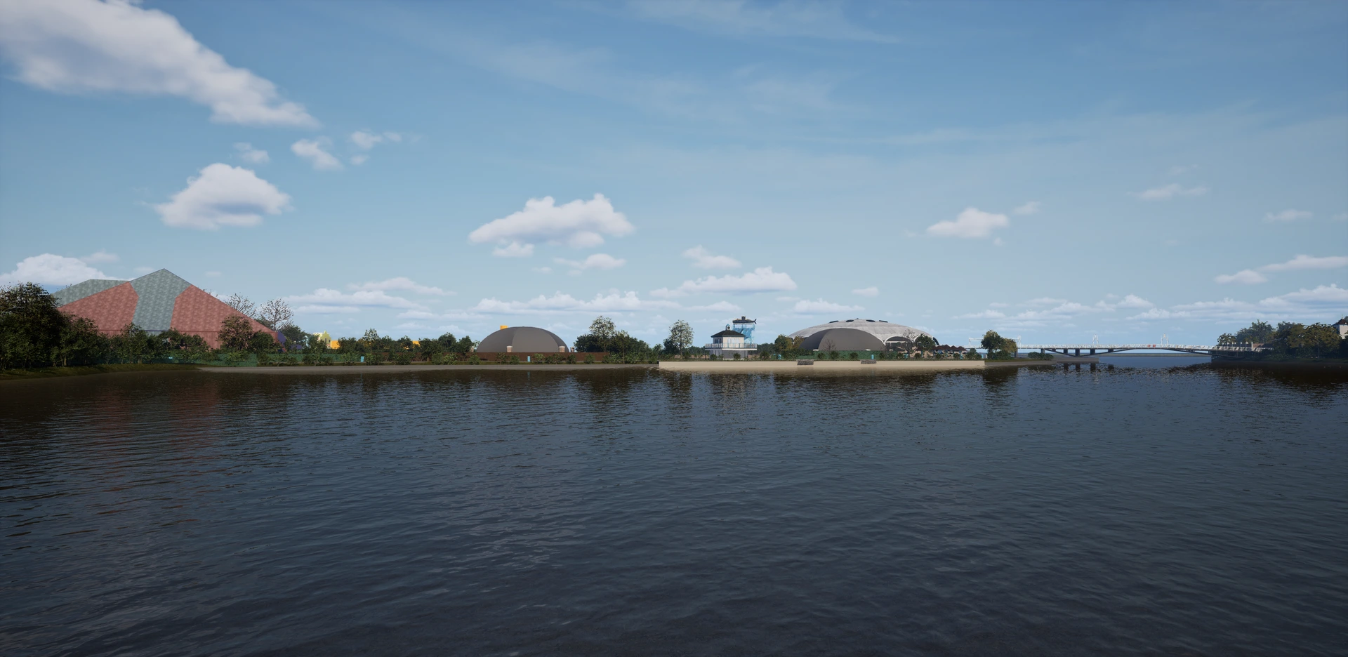 Thorpe Park from the Lake